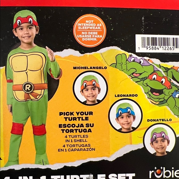 Nickelodeon Teenage Mutant Ninja Turtles 4-in-1 Halloween Costume 2T toddlers - Picture 5 of 5